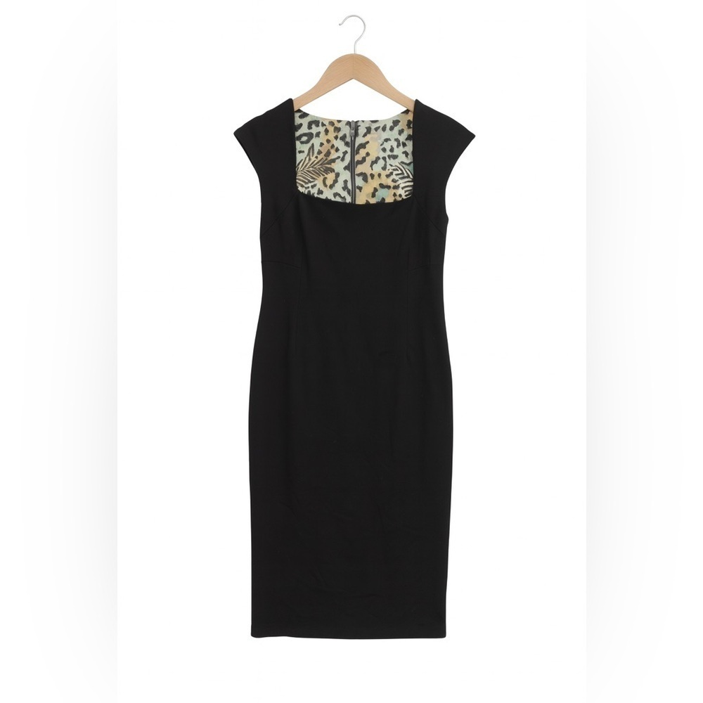 Boston Proper Black Knee Length Cap Sleeve Lined Sheath Pencil Dress, Size 6